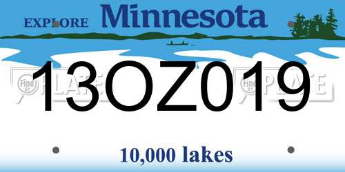 13OZ019 Minnesota License Plate
