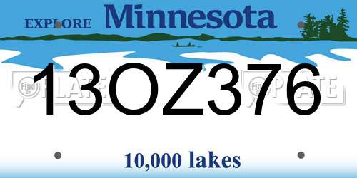 13OZ376 Minnesota License Plate
