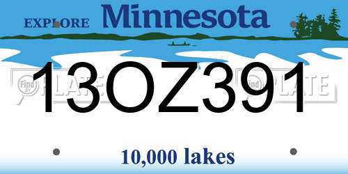 13OZ391 Minnesota License Plate