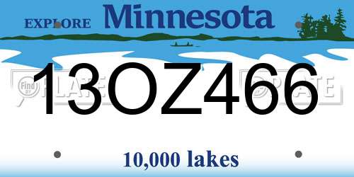 13OZ466 Minnesota License Plate