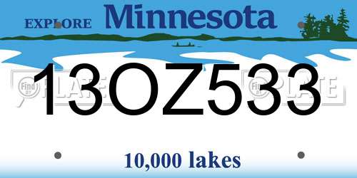 13OZ533 Minnesota License Plate