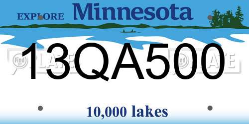 13QA500 Minnesota License Plate