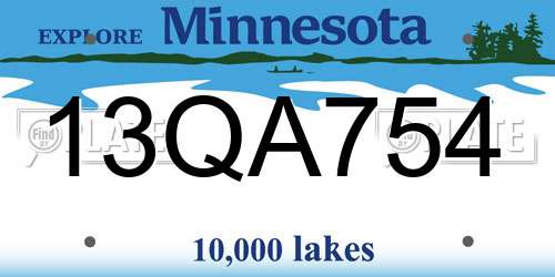 13QA754 Minnesota License Plate