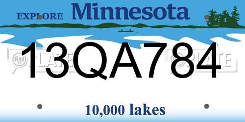 13QA784 Minnesota License Plate