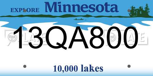 13QA800 Minnesota License Plate
