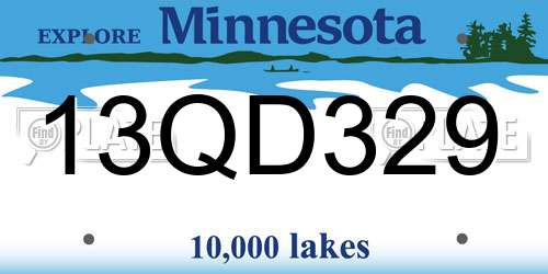 13QD329 Minnesota License Plate