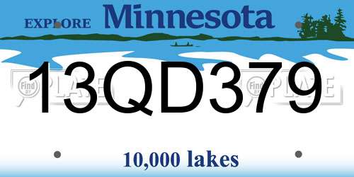 13QD379 Minnesota License Plate