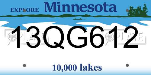 13QG612 Minnesota License Plate