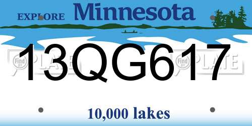 13QG617 Minnesota License Plate