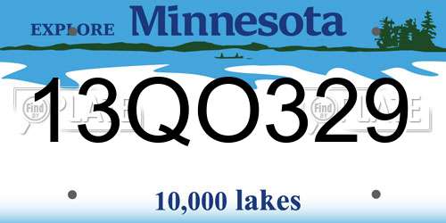 13QO329 Minnesota License Plate