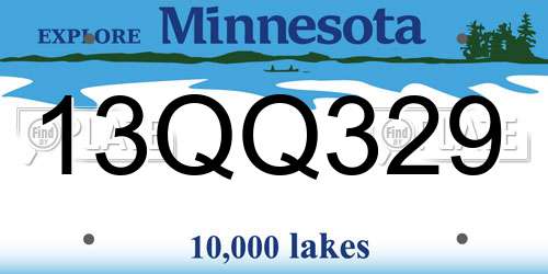 13QQ329 Minnesota License Plate