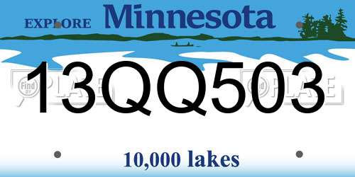 13QQ503 Minnesota License Plate