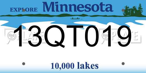 13QT019 Minnesota License Plate