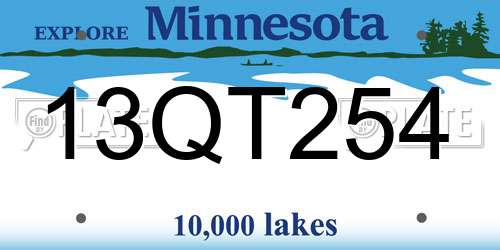 13QT254 Minnesota License Plate