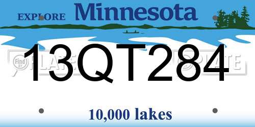 13QT284 Minnesota License Plate