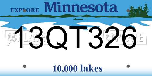 13QT326 Minnesota License Plate