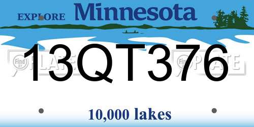 13QT376 Minnesota License Plate