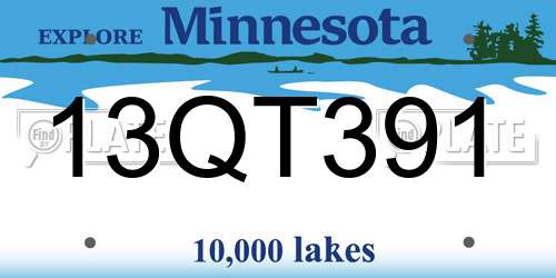 13QT391 Minnesota License Plate