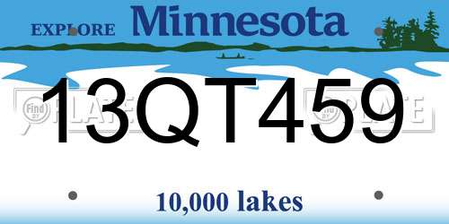 13QT459 Minnesota License Plate
