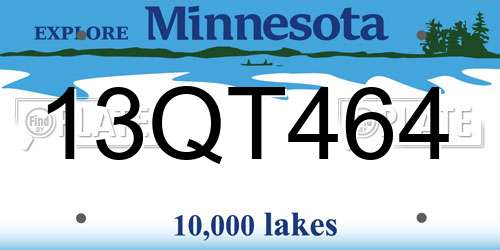 13QT464 Minnesota License Plate
