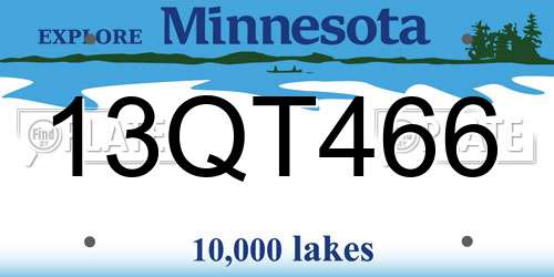 13QT466 Minnesota License Plate