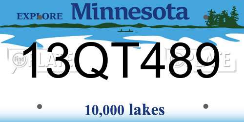 13QT489 Minnesota License Plate