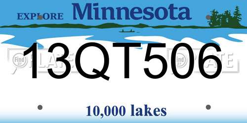13QT506 Minnesota License Plate