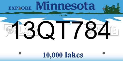13QT784 Minnesota License Plate