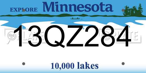 13QZ284 Minnesota License Plate