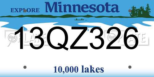 13QZ326 Minnesota License Plate