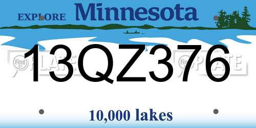 13QZ376 Minnesota License Plate
