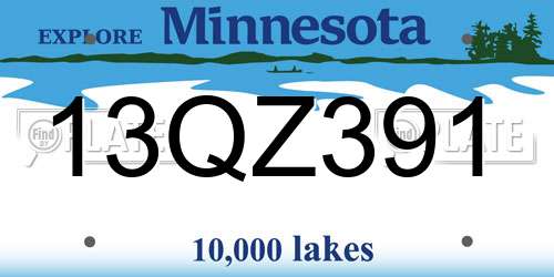 13QZ391 Minnesota License Plate