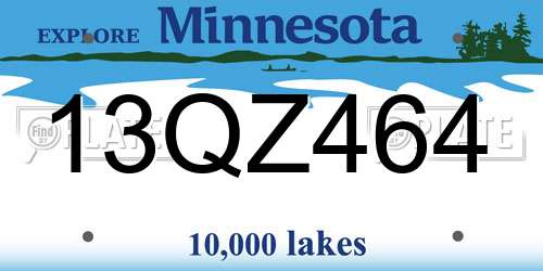 13QZ464 Minnesota License Plate