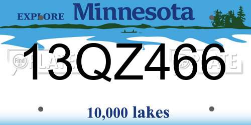 13QZ466 Minnesota License Plate