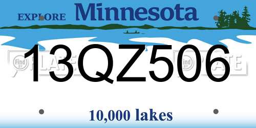 13QZ506 Minnesota License Plate
