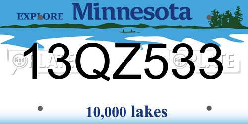 13QZ533 Minnesota License Plate