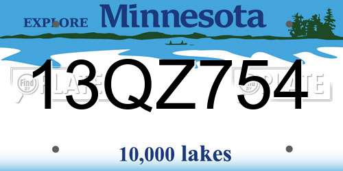13QZ754 Minnesota License Plate