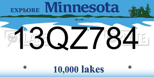 13QZ784 Minnesota License Plate