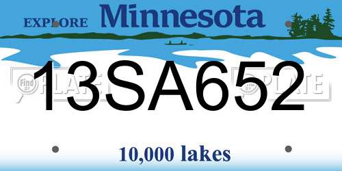 13SA652 Minnesota License Plate