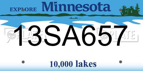 13SA657 Minnesota License Plate