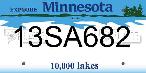 13SA682 Minnesota License Plate