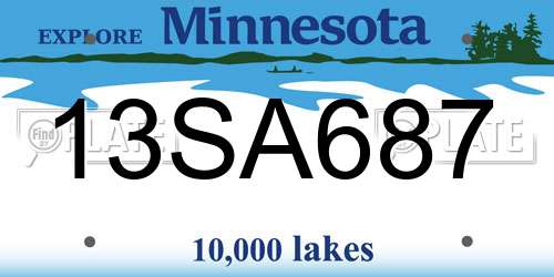 13SA687 Minnesota License Plate