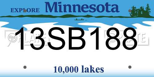 13SB188 Minnesota License Plate