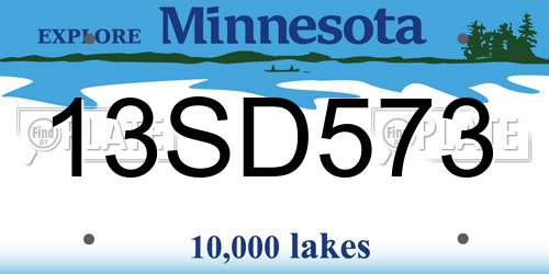 13SD573 Minnesota License Plate