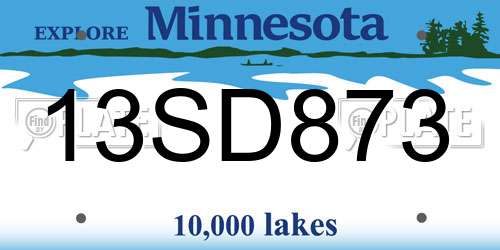 13SD873 Minnesota License Plate