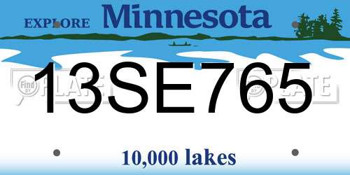 13SE765 Minnesota License Plate
