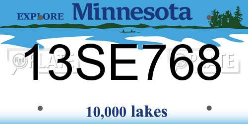 13SE768 Minnesota License Plate