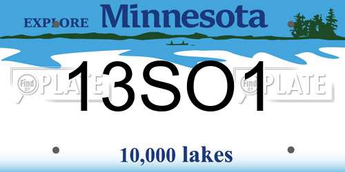 13SO1 Minnesota License Plate