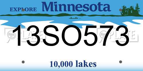 13SO573 Minnesota License Plate