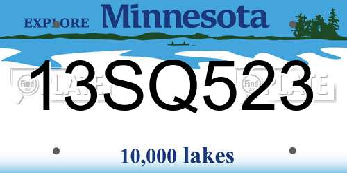 13SQ523 Minnesota License Plate